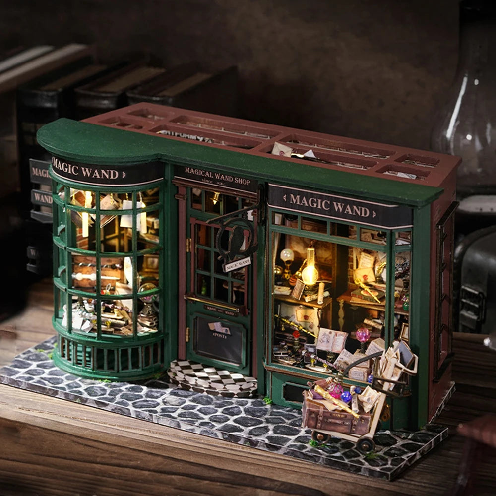 Magic Wand Shop DIY Book Nook Kit by HiNooki – Miniature Bookshelf Insert | Book Lovers Gift, Cozy Home Decor.
