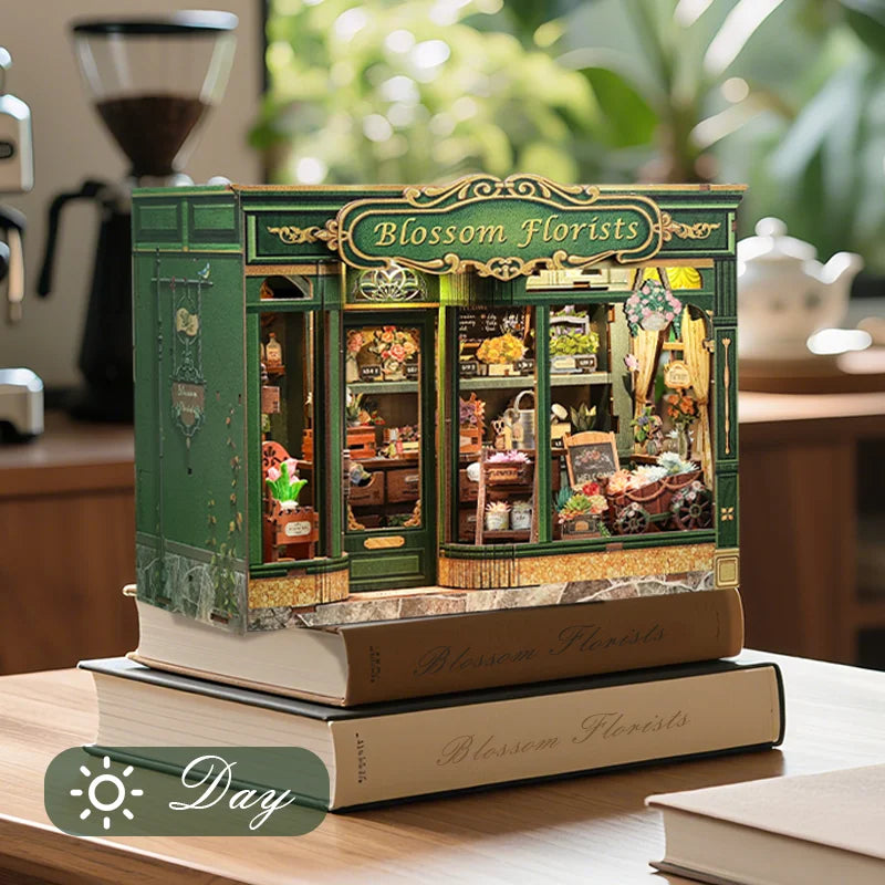 Blossom Florists DIY Book Nook Kit by HiNooki – Miniature Bookshelf Insert | Book Lovers Gift, Cozy Home Decor.
