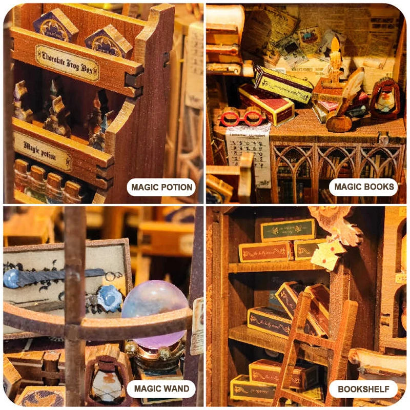Magic Wand Shop DIY Book Nook Kit by HiNooki – Miniature Bookshelf Insert | Book Lovers Gift, Cozy Home Decor.