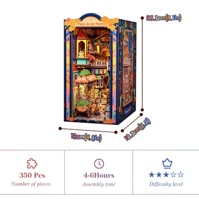 Plaza de los Muertos dimensions and 350-piece kit specifications