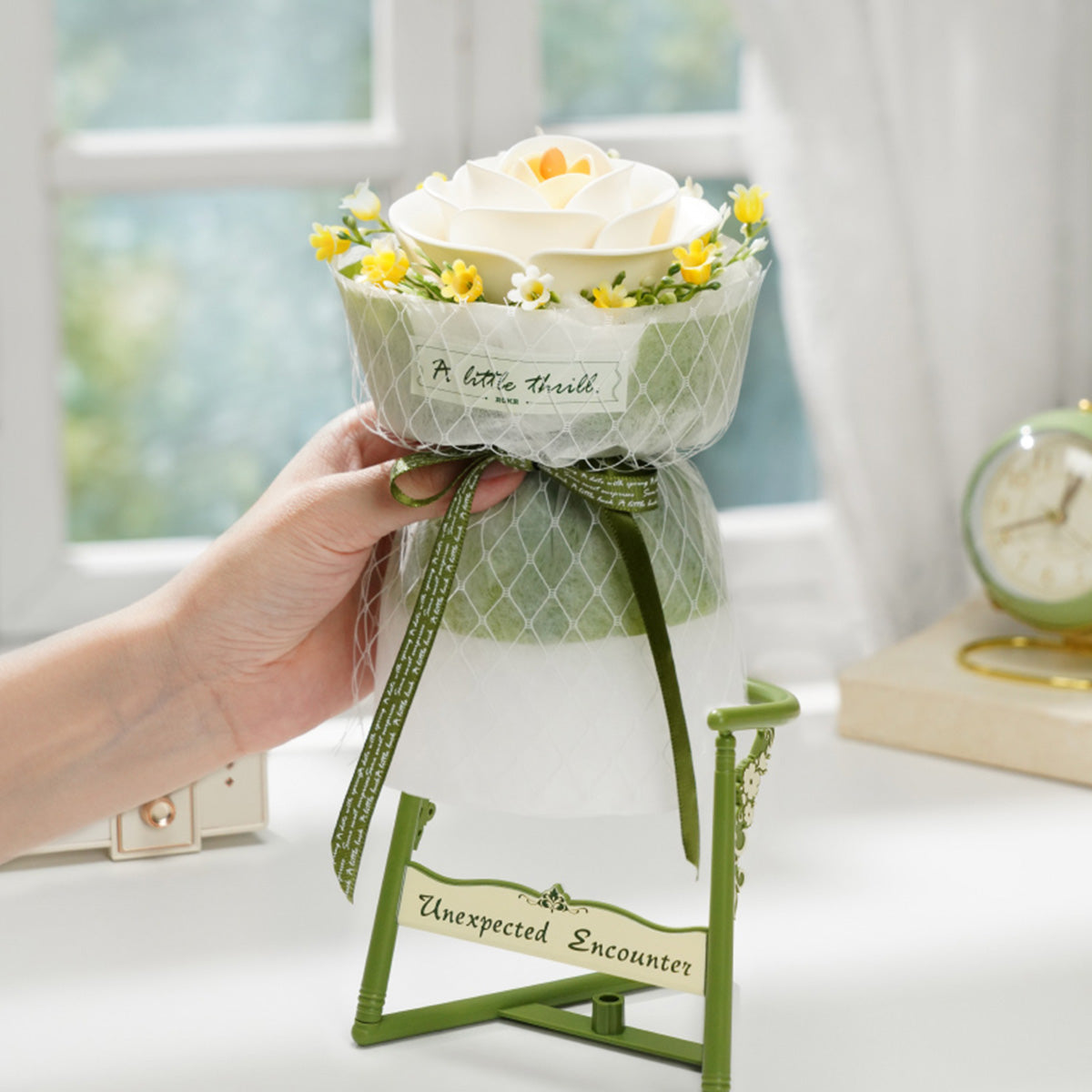 White Camellia freestanding flower rack display