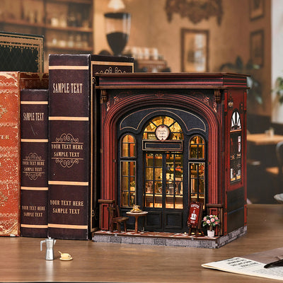 Warmglow Coffee book nook displayed beside decorative books in a café setting