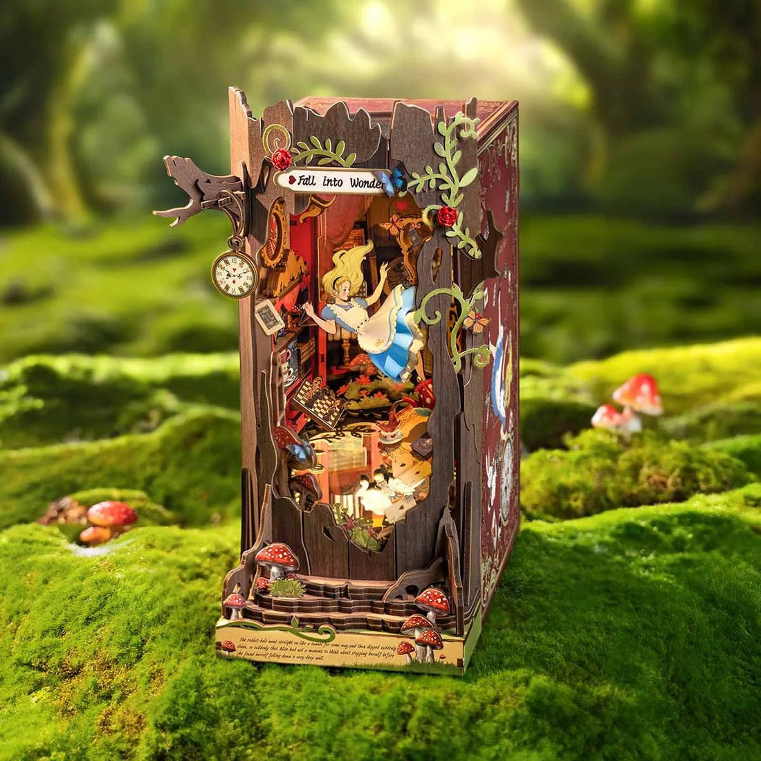 Alice Fall into Wonder DIY Book Nook Kit by HiNooki – Miniature Bookshelf Insert | Book Lovers Gift, Cozy Home Decor.