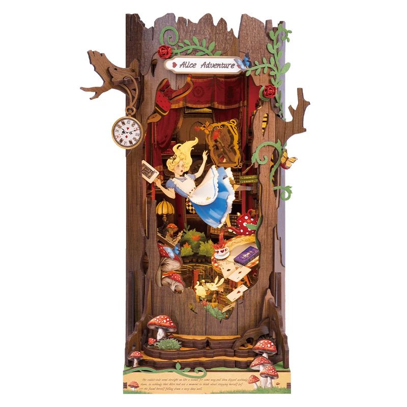 Alice Fall into Wonder DIY Book Nook Kit by HiNooki – Miniature Bookshelf Insert | Book Lovers Gift, Cozy Home Decor.
