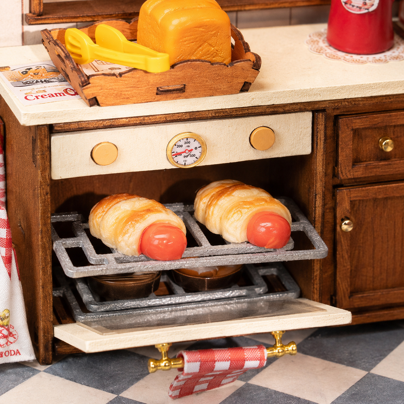 A tiny oven with something inside