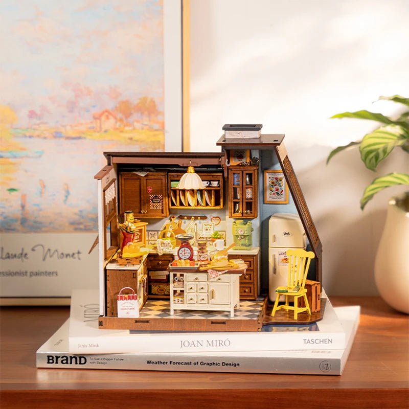 Baking Kitchen DIY Book Nook Kit by HiNooki – Miniature Bookshelf Insert | Book Lovers Gift, Cozy Home Decor.