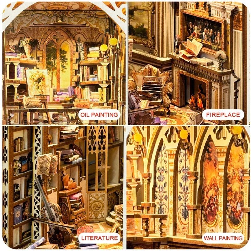 Baroque Dreams DIY Book Nook Kit by HiNooki – Miniature Bookshelf Insert | Book Lovers Gift, Cozy Home Decor.