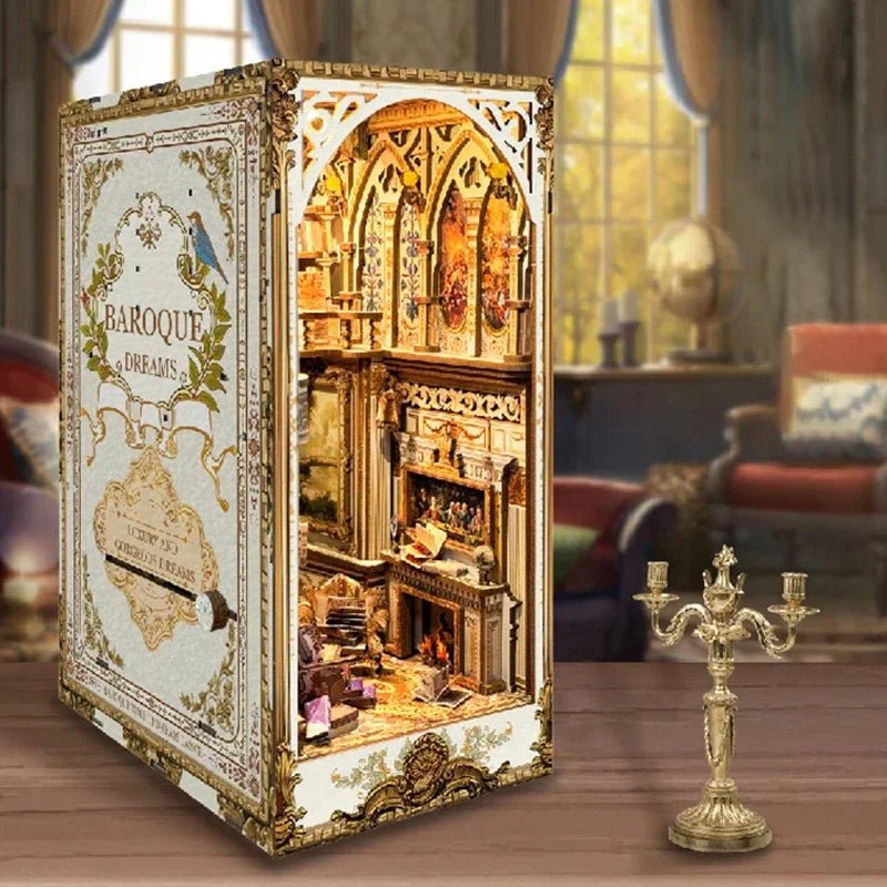 Baroque Dreams DIY Book Nook Kit by HiNooki – Miniature Bookshelf Insert | Book Lovers Gift, Cozy Home Decor.