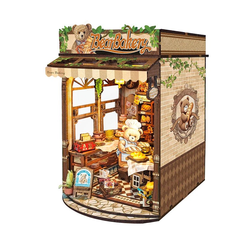 Bear Bakery DIY Book Nook Kit by HiNooki – Miniature Bookshelf Insert | Book Lovers Gift, Cozy Home Decor.