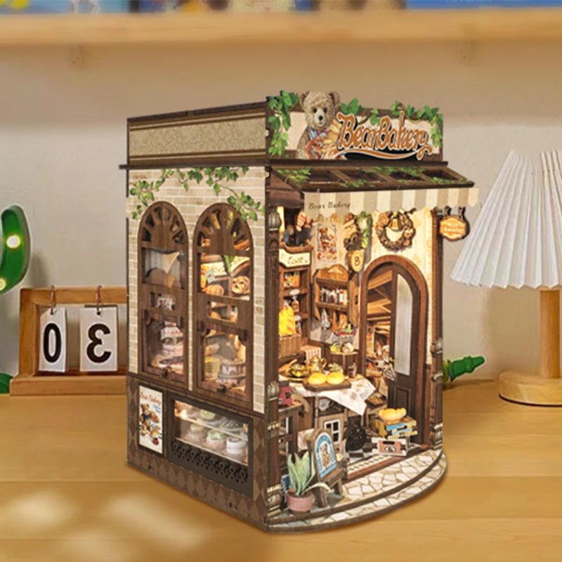 Bear Bakery DIY Book Nook Kit by HiNooki – Miniature Bookshelf Insert | Book Lovers Gift, Cozy Home Decor.