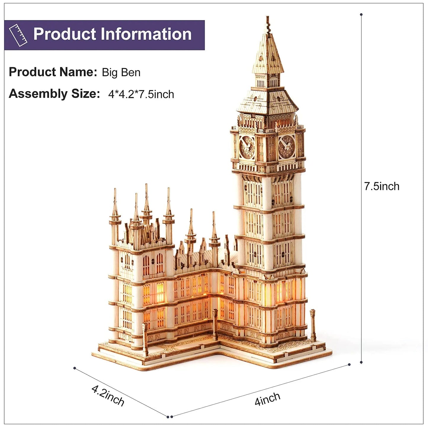 HiNooki - Big Ben3D Wooden Puzzles