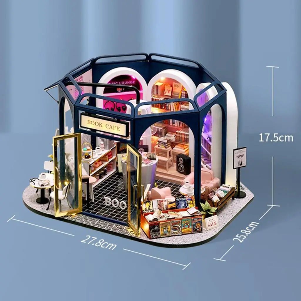 Book Cafe DIY Book Nook Kit by HiNooki – Miniature Bookshelf Insert | Book Lovers Gift, Cozy Home Decor.