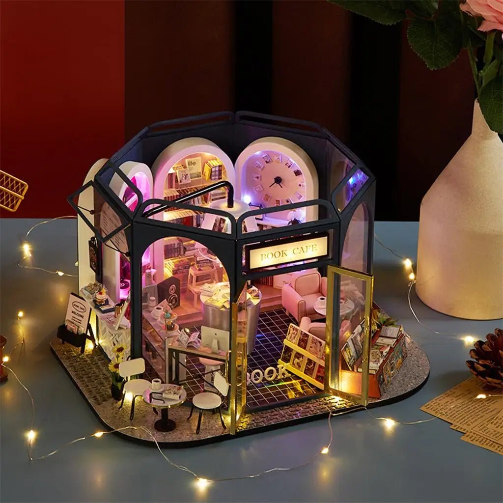 Book Cafe DIY Book Nook Kit by HiNooki – Miniature Bookshelf Insert | Book Lovers Gift, Cozy Home Decor.