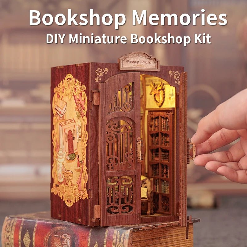 Bookshop Memories DIY Book Nook Kit by HiNooki – Miniature Bookshelf Insert | Book Lovers Gift, Cozy Home Decor.