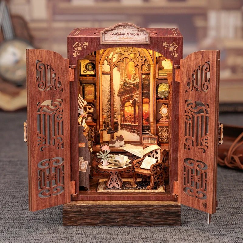 Bookshop Memories DIY Book Nook Kit by HiNooki – Miniature Bookshelf Insert | Book Lovers Gift, Cozy Home Decor.