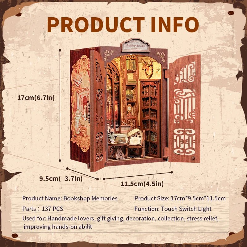 Bookshop Memories DIY Book Nook Kit by HiNooki – Miniature Bookshelf Insert | Book Lovers Gift, Cozy Home Decor.