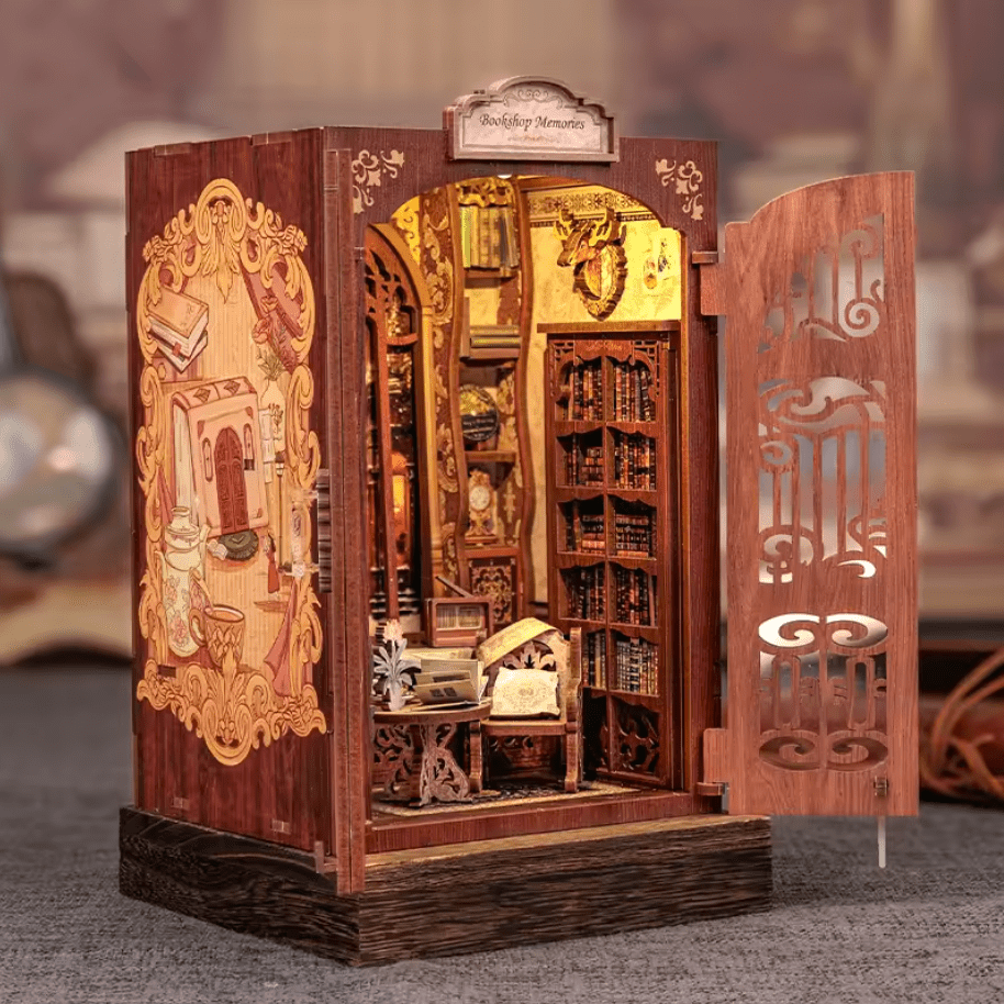 Bookshop Memories DIY Book Nook Kit by HiNooki – Miniature Bookshelf Insert | Book Lovers Gift, Cozy Home Decor.