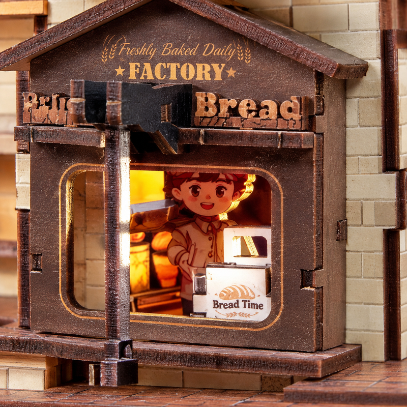 A baker waiting behind the factory door