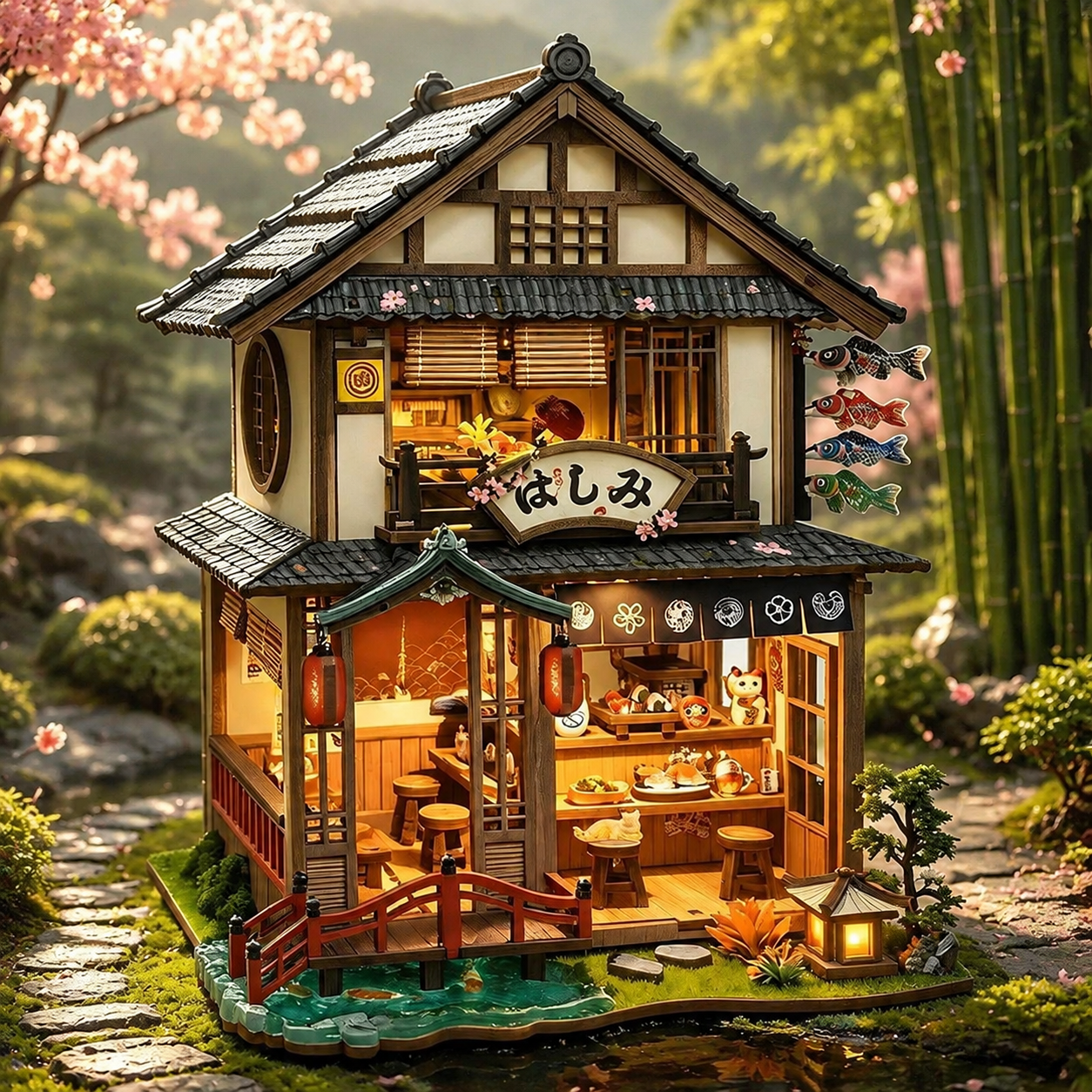 HiNooki - Bridgeside MachiyaDIY Miniature House Kit