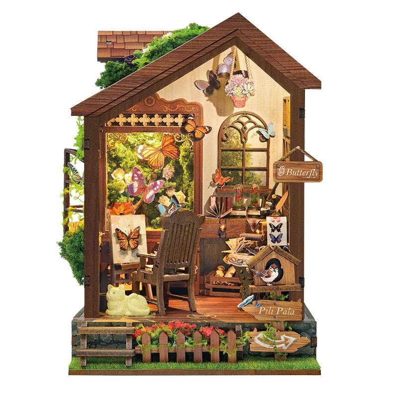 Butterfly House DIY Book Nook Kit by HiNooki – Miniature Bookshelf Insert | Book Lovers Gift, Cozy Home Decor.