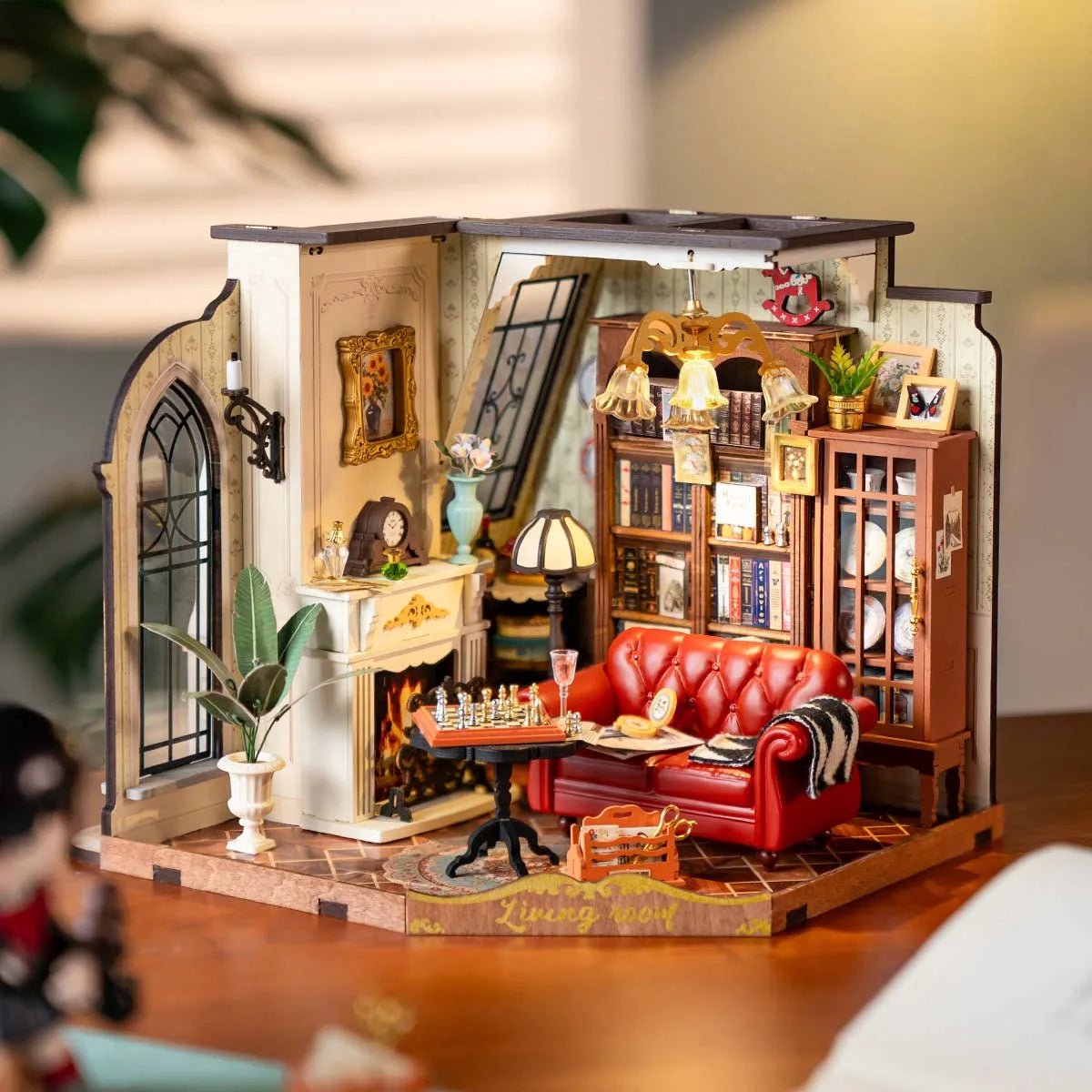 Catherine's Living Room DIY Book Nook Kit by HiNooki – Miniature Bookshelf Insert | Book Lovers Gift, Cozy Home Decor.