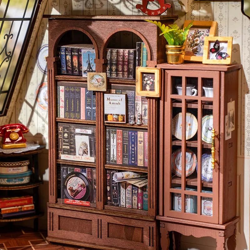 Catherine's Living Room DIY Book Nook Kit by HiNooki – Miniature Bookshelf Insert | Book Lovers Gift, Cozy Home Decor.