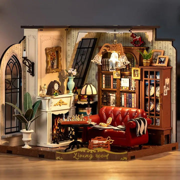 Catherine's Living Room DIY Book Nook Kit by HiNooki – Miniature Bookshelf Insert | Book Lovers Gift, Cozy Home Decor.