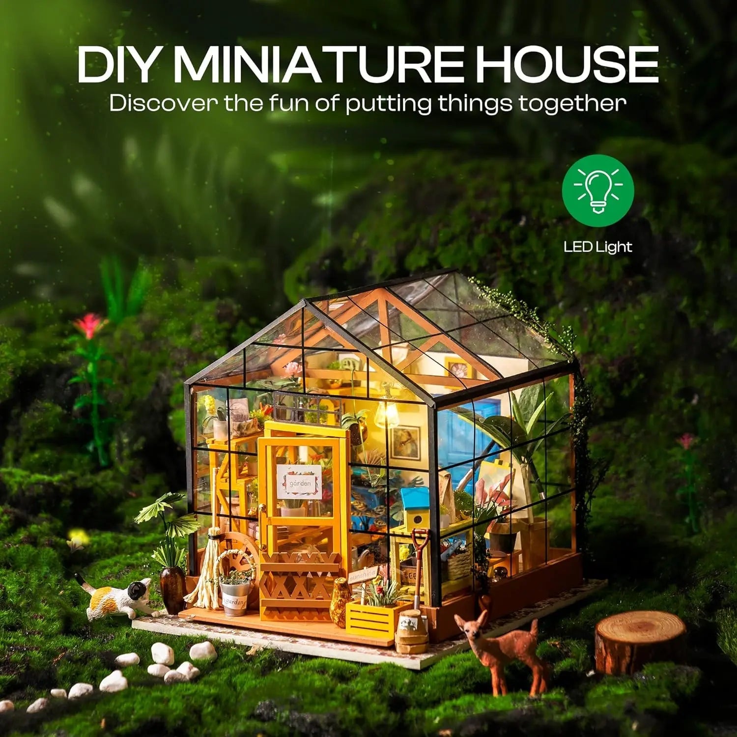 Cathy's Flower House DIY Book Nook Kit by HiNooki – Miniature Bookshelf Insert | Book Lovers Gift, Cozy Home Decor.