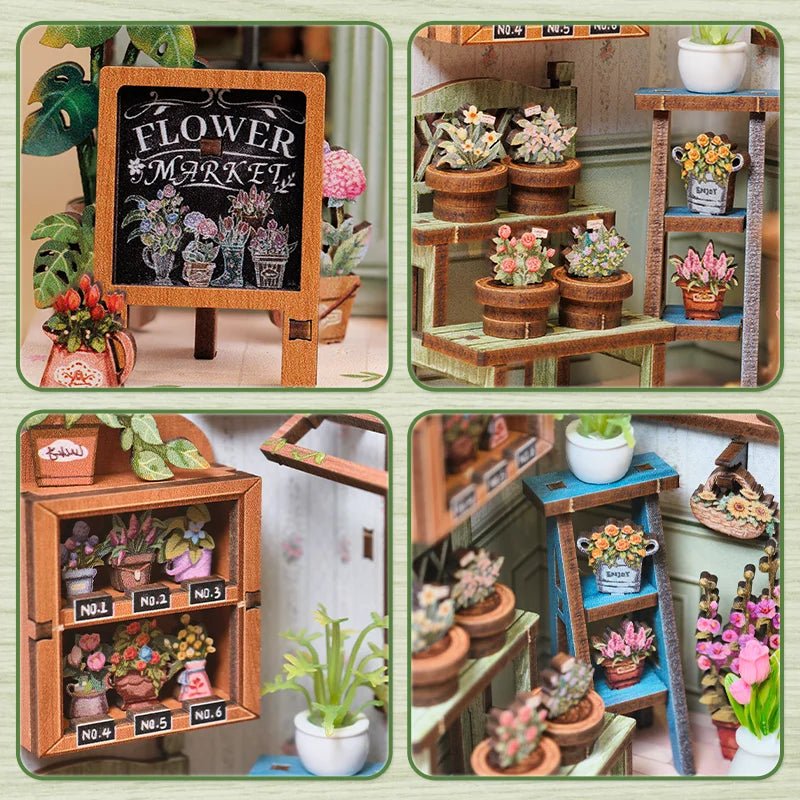 Champs Elysees Florist DIY Book Nook Kit by HiNooki – Miniature Bookshelf Insert | Book Lovers Gift, Cozy Home Decor.