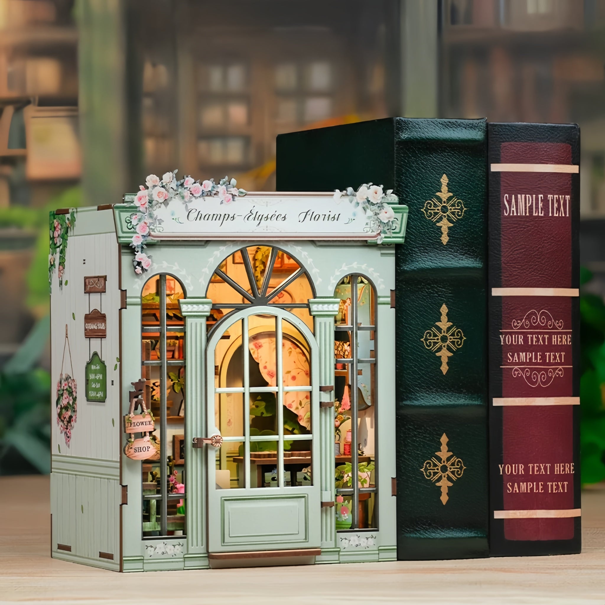 Champs Elysees Florist DIY Book Nook Kit by HiNooki – Miniature Bookshelf Insert | Book Lovers Gift, Cozy Home Decor.
