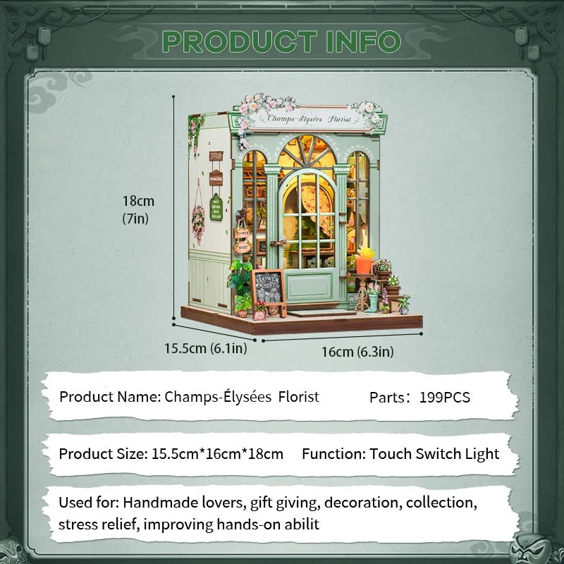 Champs Elysees Florist DIY Book Nook Kit by HiNooki – Miniature Bookshelf Insert | Book Lovers Gift, Cozy Home Decor.