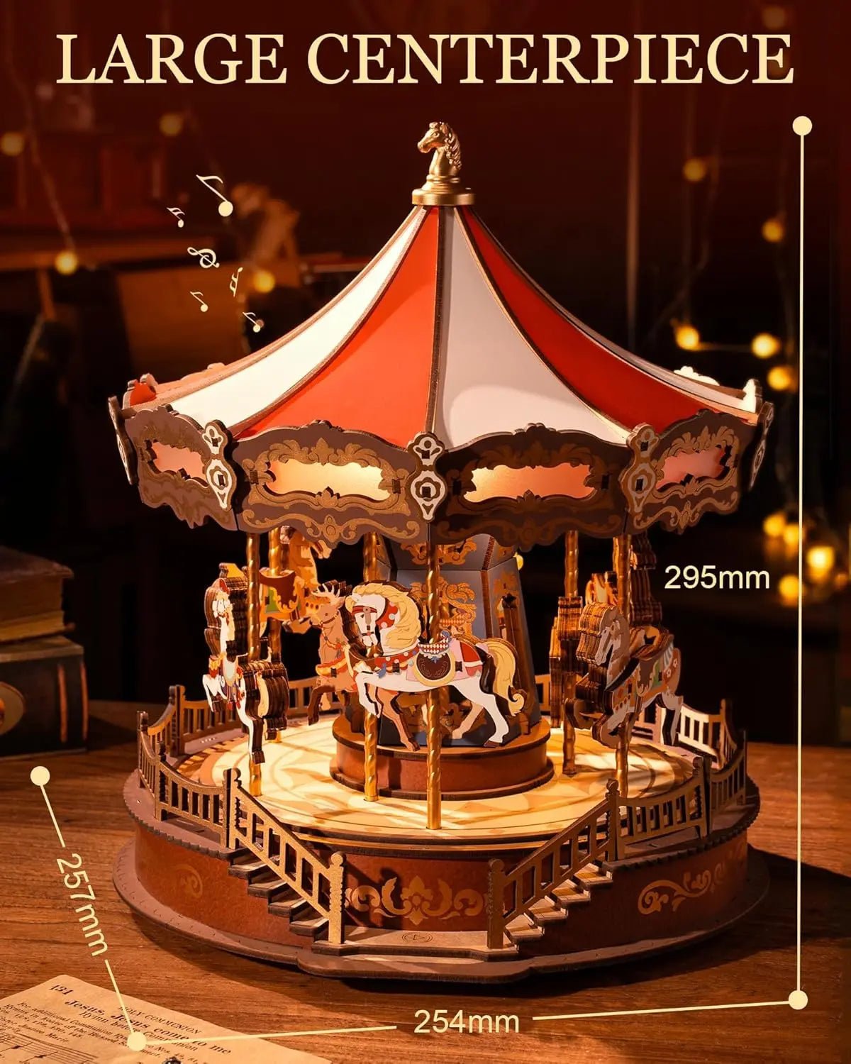 Classic Carousel DIY Book Nook Kit by HiNooki – Miniature Bookshelf Insert | Book Lovers Gift, Cozy Home Decor.