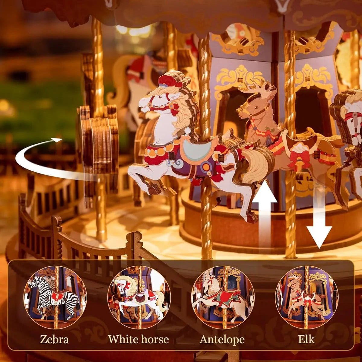 Classic Carousel DIY Book Nook Kit by HiNooki – Miniature Bookshelf Insert | Book Lovers Gift, Cozy Home Decor.
