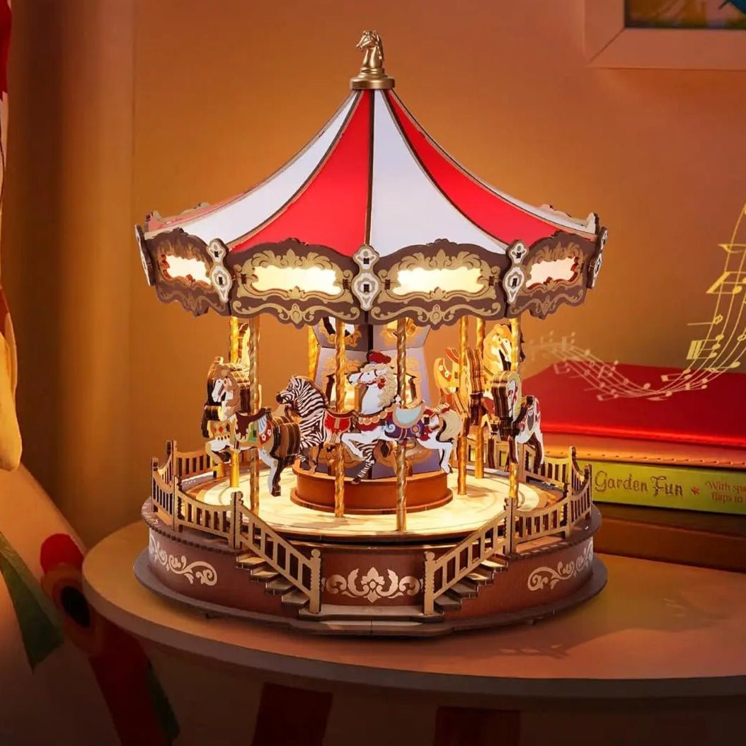 Classic Carousel DIY Book Nook Kit by HiNooki – Miniature Bookshelf Insert | Book Lovers Gift, Cozy Home Decor.