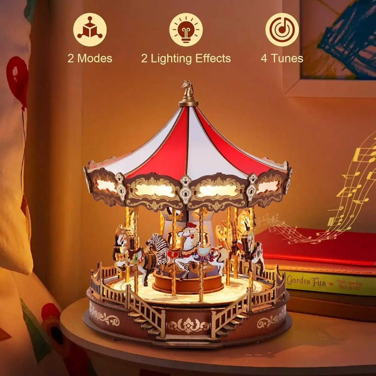 Classic Carousel DIY Book Nook Kit by HiNooki – Miniature Bookshelf Insert | Book Lovers Gift, Cozy Home Decor.