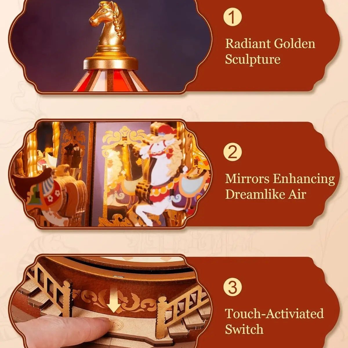 HiNooki - Classic Carousel3D Wooden Puzzles