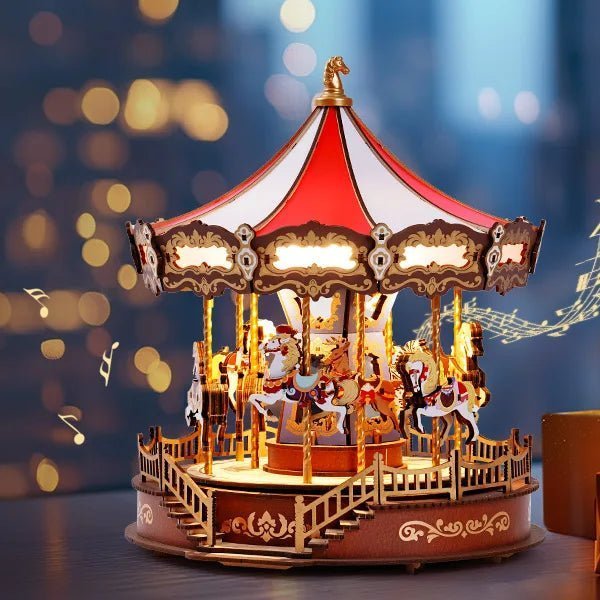Classic Carousel – 3D wooden puzzle kit, HiNooki (image 7)