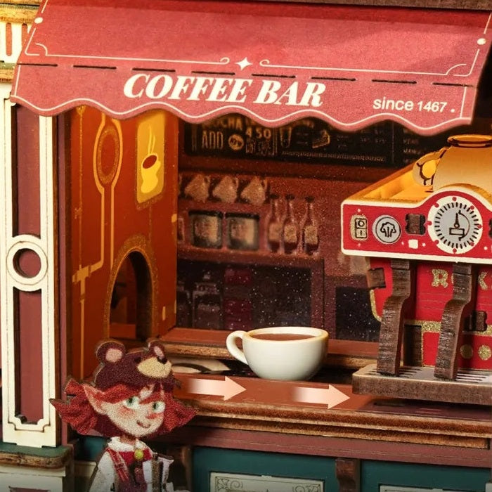 A moving coffee line and latte-art station.