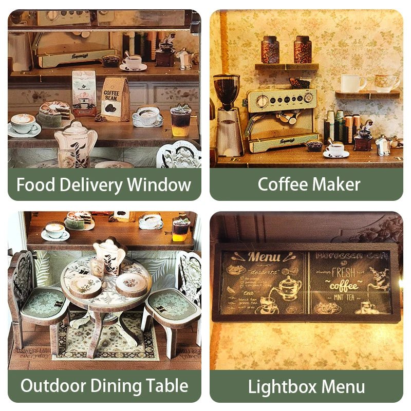 Coffee Shop DIY Book Nook Kit by HiNooki – Miniature Bookshelf Insert | Book Lovers Gift, Cozy Home Decor.