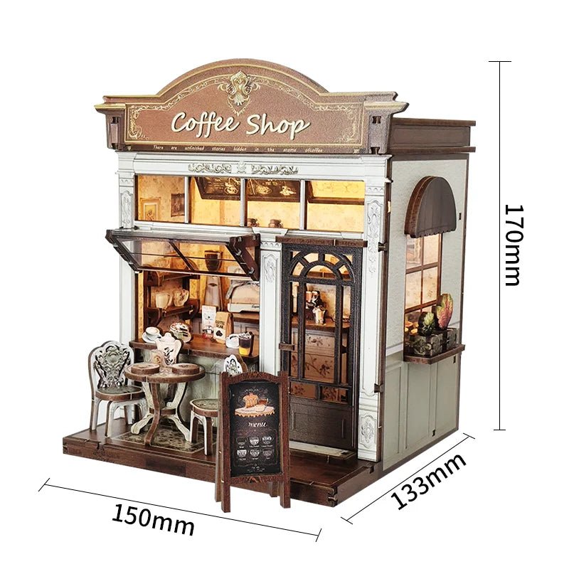 Coffee Shop DIY Book Nook Kit by HiNooki – Miniature Bookshelf Insert | Book Lovers Gift, Cozy Home Decor.
