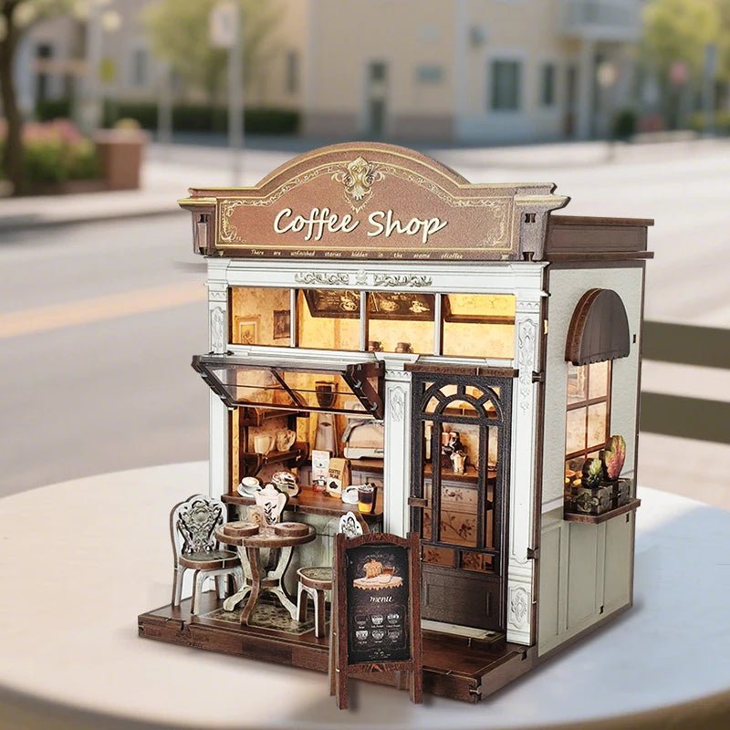Coffee Shop DIY Book Nook Kit by HiNooki – Miniature Bookshelf Insert | Book Lovers Gift, Cozy Home Decor.