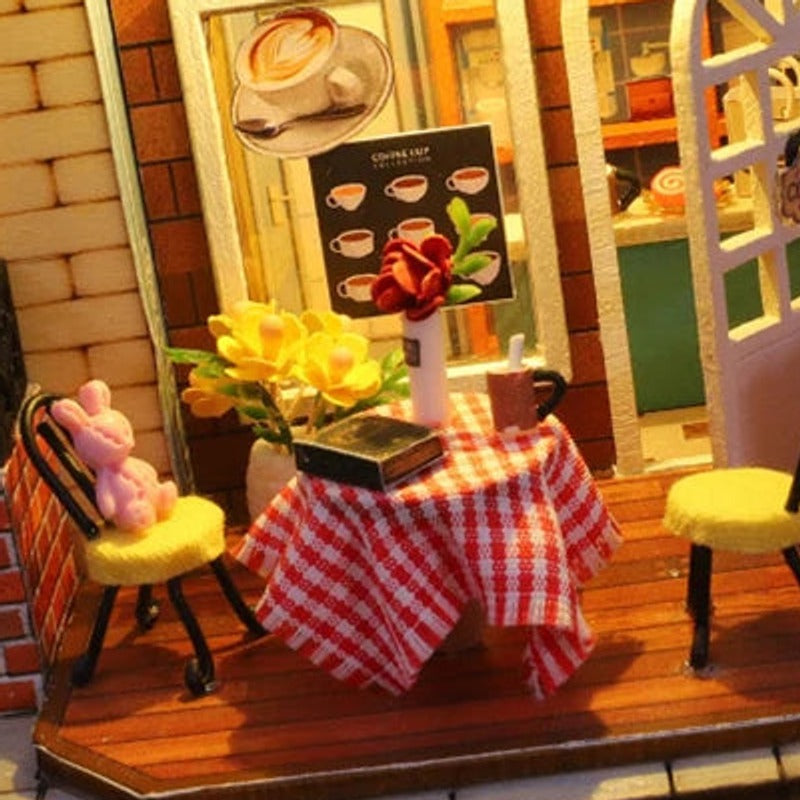 A little table beneath the awning