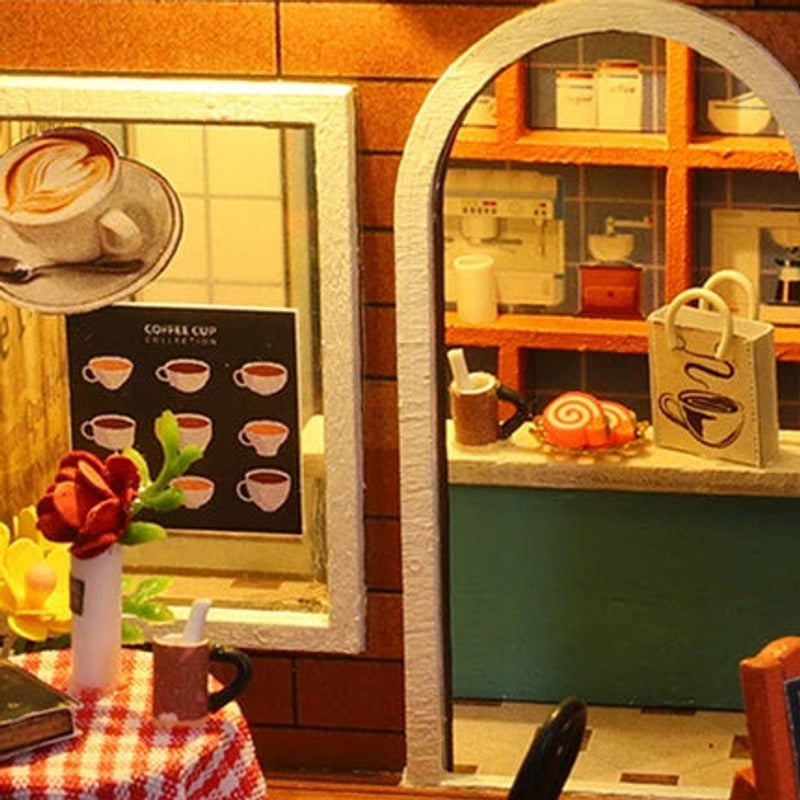 An open door to the coffee counter