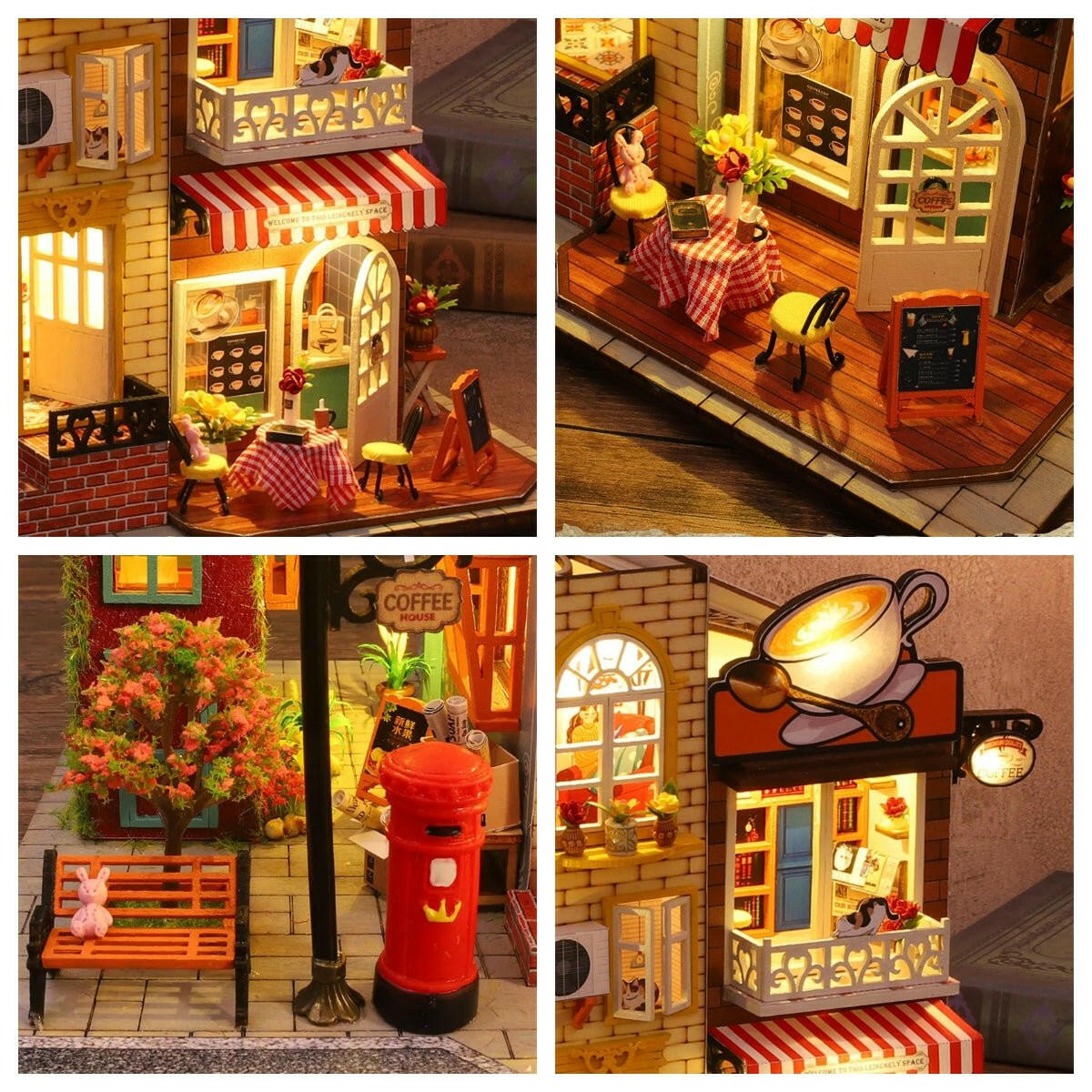 Coffee Villa DIY Book Nook Kit by HiNooki – Miniature Bookshelf Insert | Book Lovers Gift, Cozy Home Decor.