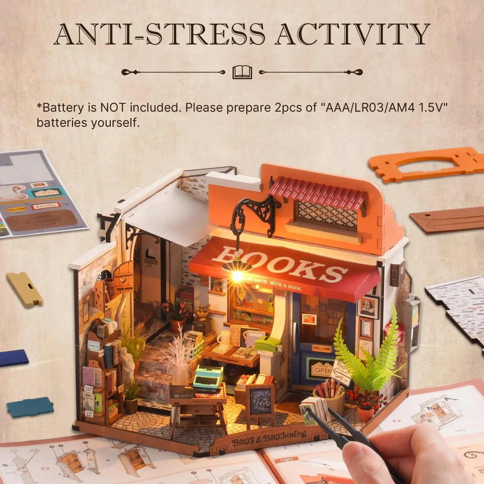 HiNooki - Corner BookstoreDIY Miniature House