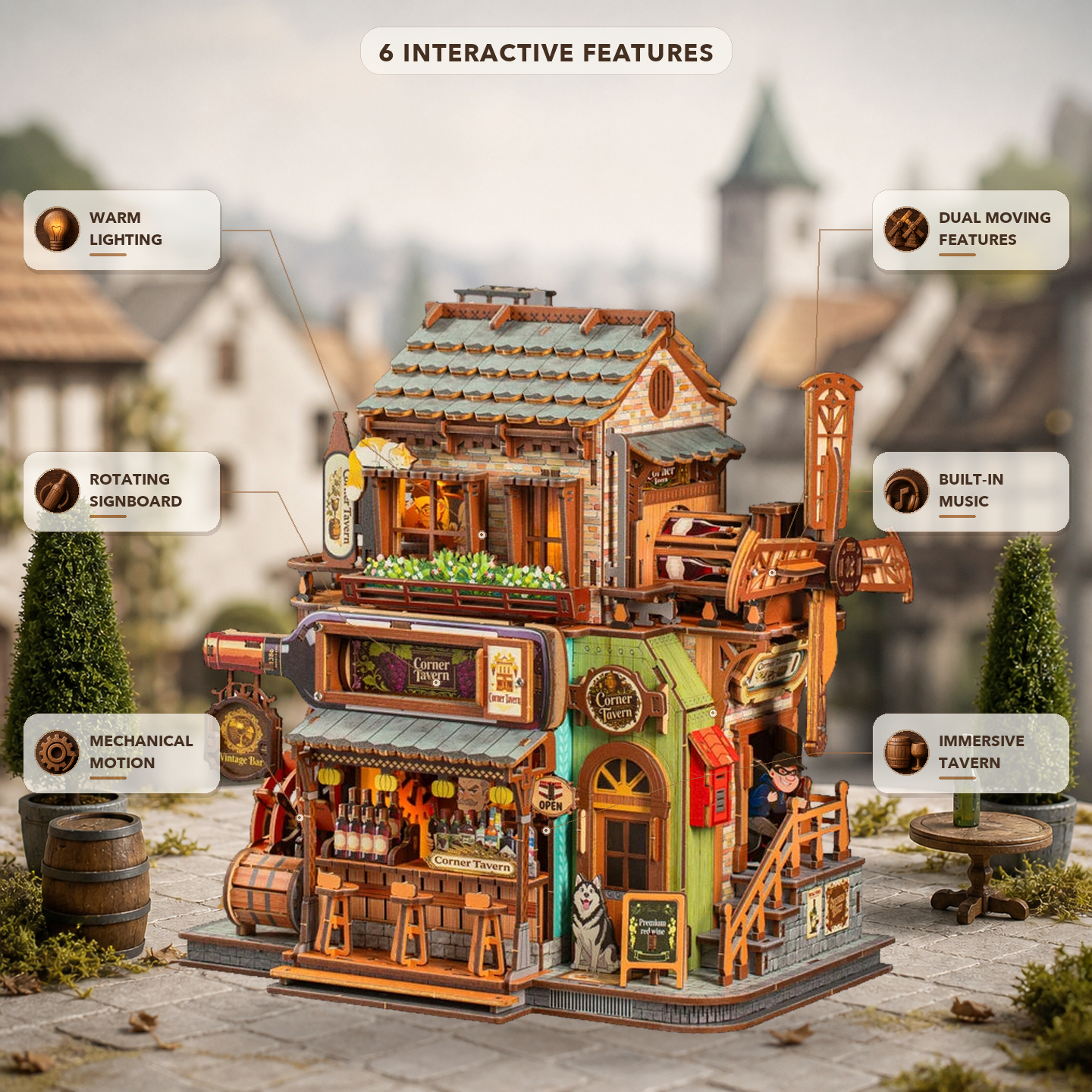 Corner Tavern six interactive features