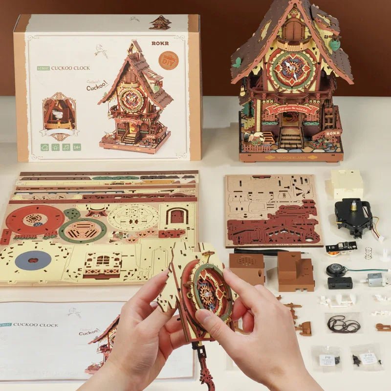 Cuckoo Clock DIY Book Nook Kit by HiNooki – Miniature Bookshelf Insert | Book Lovers Gift, Cozy Home Decor.