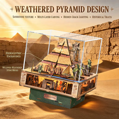 Close-up of the weathered pyramid walls and miniature temple architecture