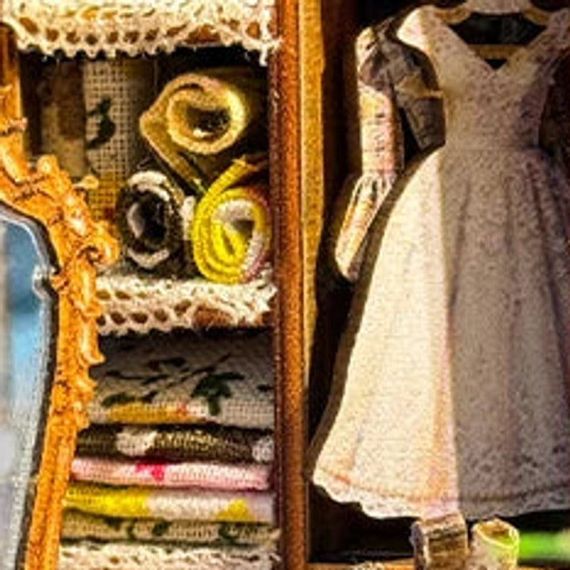 A cabinet filled with fabrics