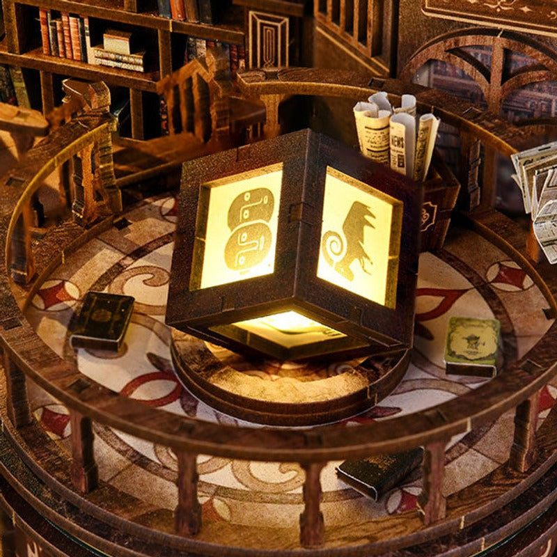 A glowing lantern at the heart of the hall.